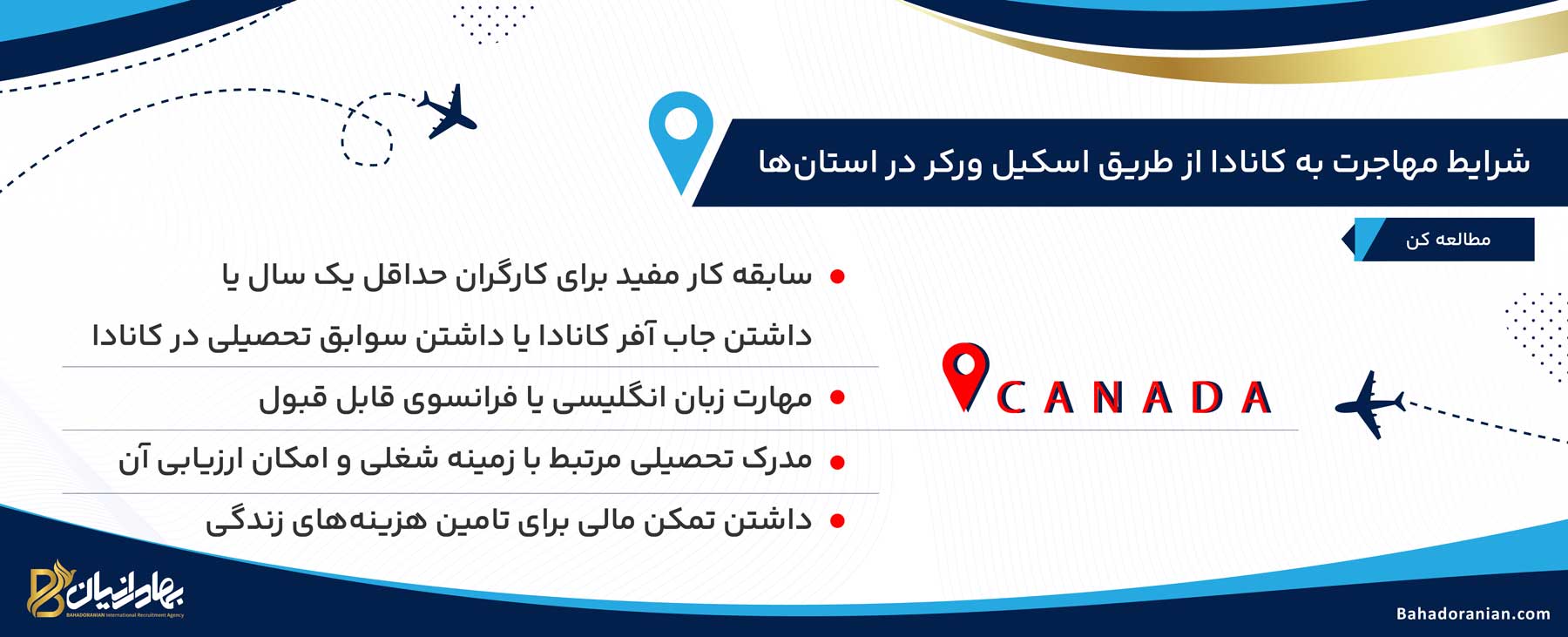 شرایط مهاجرت به کانادا از طریق اسکیل ورکر در استانها