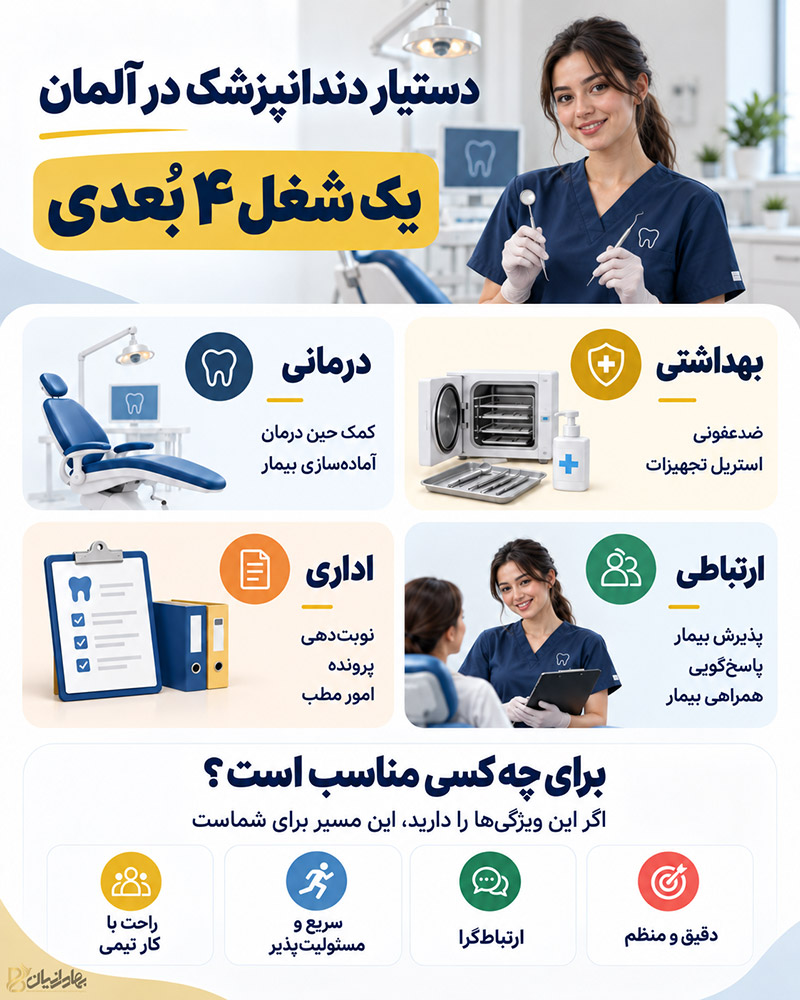 اینفوگرافی معرفی آوسبیلدونگ دستیار دندانپزشک در آلمان