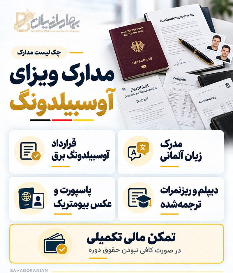چک لیست مدارک ویزای آوسبیلدونگ برق